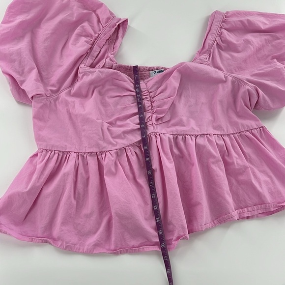 Old Navy Milkmaid Babydoll Puff Sleeve Womens Pink Top Plus Pink Everyday Casual - Picture 5 of 7
